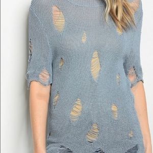 3/4 Sleeves lightweight distressed look all around